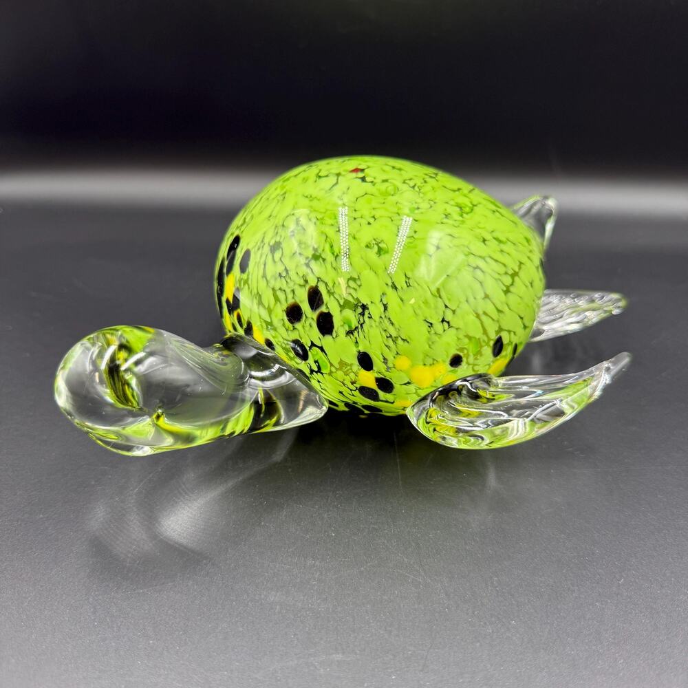 Crystal Sea Turtle Hand Blown Figurine Paperweight Green Fifth Avenue Ocean